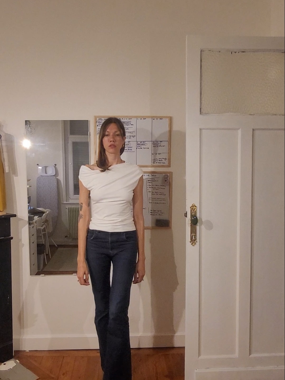 Stretch White Draped Top